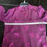 I Love Moi Wine Purple Color Sheer Silk Dress with slip leaves pattern size M Size M Photo 3