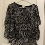 Studio Works EUC Studio‎ Works women’s black tan sheer patterned loose fit blouse top medium Photo 0