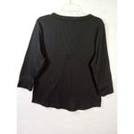 Love Story Women Blouse Xl Black V Neck Button‎ Pullover 3/4 Sleeve Photo 6
