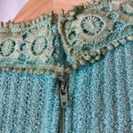 Vintage 60s / 70s Elegant Empire Waist Crochet Knit Short Sleeve Maxi Dress Blue Size 6 Photo 6