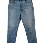 Moussy Vintage Glen Boy Straight High Waisted Barrel Jeans Size 26 Minimalist Blue Photo 6