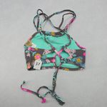 True Craft  Gray Floral Halter Tie Padded Active Bikini Bralette Swim Top S Small Photo 1