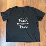 “Faith Over Fear” graphic short sleeve tee shirt, plus size 3X Black Photo 1