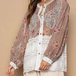 POL Velvet Burnout Lace Combo Embellished Tunic in Beige Combo sz medium Photo 0