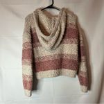 Hippie Rose  Striped Textured Hoodie - Pink and Cream Photo 1