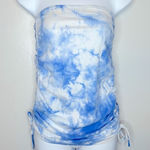 Princess Polly  Strapless Blue‎ & White Tie Dye Top Size 6 Photo 0