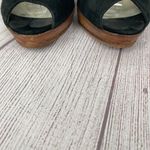 Steve Madden open toe leather heels black w/tan heels and soles sz 8 Photo 2