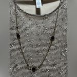 Alfred Dunner  Mesh Net Top Womens Medium 3/4 Sleeve Layered Necklace Blouse Photo 1