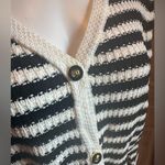 Black & White Striped V Neck Cardigan Size Medium NWT Sz M Cropped Knit Sweater Photo 1