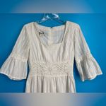 Vintage Lace Maxi Gown, Bell elbow‎ length sleeves, square Neck, size 11/12 White Photo 2