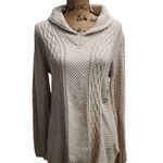 Cozy Cable Knit Cowl Neck Sweater Light Beige Heather Women's Pullover L Tan Size L Photo 0