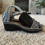 Ariat Wedge Green Gray Leather Sandals Strappy Western Boho Womens Size 7.5B Photo 1