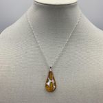 Sterling Silver Glass Art Multi Yellow Color Pendant Sterling 925 Signed Holder With New Chain Photo 1