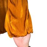 DKNY  Women's Orange Metallic Textured Button Up Shirt Blouse Top XL Photo 3