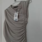 NWT Zara SS23 Bodycon Gray Neutral Beige Mini Dress Ruching Small 3152/315 Photo 5