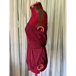 Teddy negligee sheer lace satin burgundy Red Photo 5