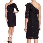 Nordstrom NWT One Shoulder Sheath Dress Black Metallic Ruffle Party Photo 1