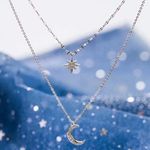 Silver Moon and Star Necklace Photo 3