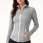 Lululemon Define Jacket – Tonka Stripe Heathered Slate White (Size 4) Photo 0