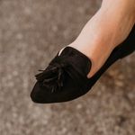 Black Micro Suede Tassel Loafer Size 8.5 Photo 3