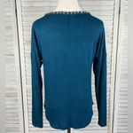 Jennifer Lopez  Knit Long Sleeve Tee Keyhole Opening & Beaded Neckline-XS Photo 2