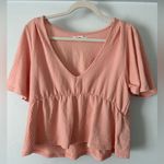 O'Neill  Peach Pink V-Neck Peplum Ribbed Bliuse Photo 0