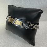 18KT Yellow Gold Inlay & Stainless Steel Cuban Link Men’s Diamond Bracelet 8.5” Long Photo 1