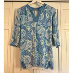 J. McLaughlin  blue paisley tunic sweater M Photo 1