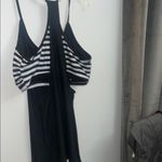 Amazon Chic Black and White Striped Tankini sporty swimsuit bikini top Photo 4