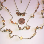 Boho Multi Strand Soft Satin Gold Tone & Neutral Color Beaded Necklace Photo 5