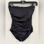 Tommy Bahama  Pearl Shirred Black Bandeau One-Piece Swimsuit Size 4 EUC Photo 5