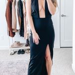 Amanda Uprichard Black Halter Front Slit Maxi Dress Gown Photo 3