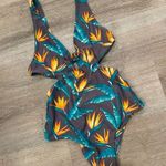 Tori Praver Swimwear Seafoam One Piece Birds of Paradise Tropical Swimsuit med Photo 3