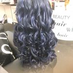 Blue Wig long wig Romance Curl Lacefront Photo 4