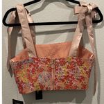 Lulus Red Pink Floral Zipper Crop Top Photo 4