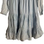 Area Stars Eyelet Trim Light Blue Long Sleeve Square Neck Dress Size Medium Photo 9