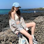 Urban Outfitters Brown and light blue washed detail checked oversized shirt Photo 2