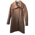 SOIA & KYO Wool Blend Asymmetrical Zip Camel Coat Size Medium Quiet Luxury Photo 1