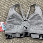 Puma Heathered Light Grey V Neck Racerback Seamless Workout Sports Bra NEW Photo 7