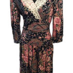 Vintage Dawn Joy Size 9/10 Floral Cottage Prairie V Neck Maxi lace Collar 90's Photo 0