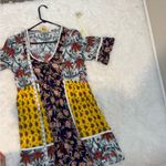 Anthropologie  Floral Patchwork Midi Dress - Yellow, Blue, Red Photo 9