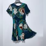 Corey Lynn Calter Teal and Brown Floral Midi Dress Blue Size 2 Photo 6