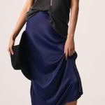 Anthropologie  Navy Silk Maxi Skirt Photo 0