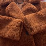 Free People  Sherpa Teddy Pea Coat Oversized Burnt Orange Brown Jacket Cozy XS Photo 6