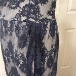 Tadashi Shoji  Gown Sz 6 Navy Lace Floral Overlay Formal Mother Bride/Groom Prom Photo 12