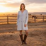 Denim Vintage Light Wash Drop Waist Button Down Lace Trim Dress Sz 12 Photo 1