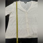 Frye  Women's White Scalloped Pointelle Ivory Cardigan Size XL classic basic Photo 6
