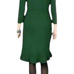 J.Jill  Ponte Womens Dress Size Small Green Knit Ruffle Office Work Wear Career Photo 5