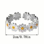 Sterling Silver Adorable  Ladies Adjustable Daisy Ring Size 5-9 Photo 3