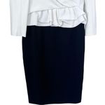 Paule Ka Long Sleeve Peplum Colorblock Sheath Dress White Black Size 38/US 6 Photo 2